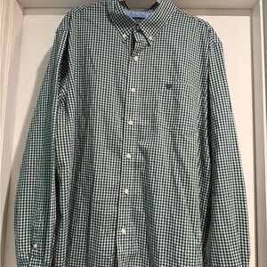 Chaps Green and White Checkered Button Down Shirt